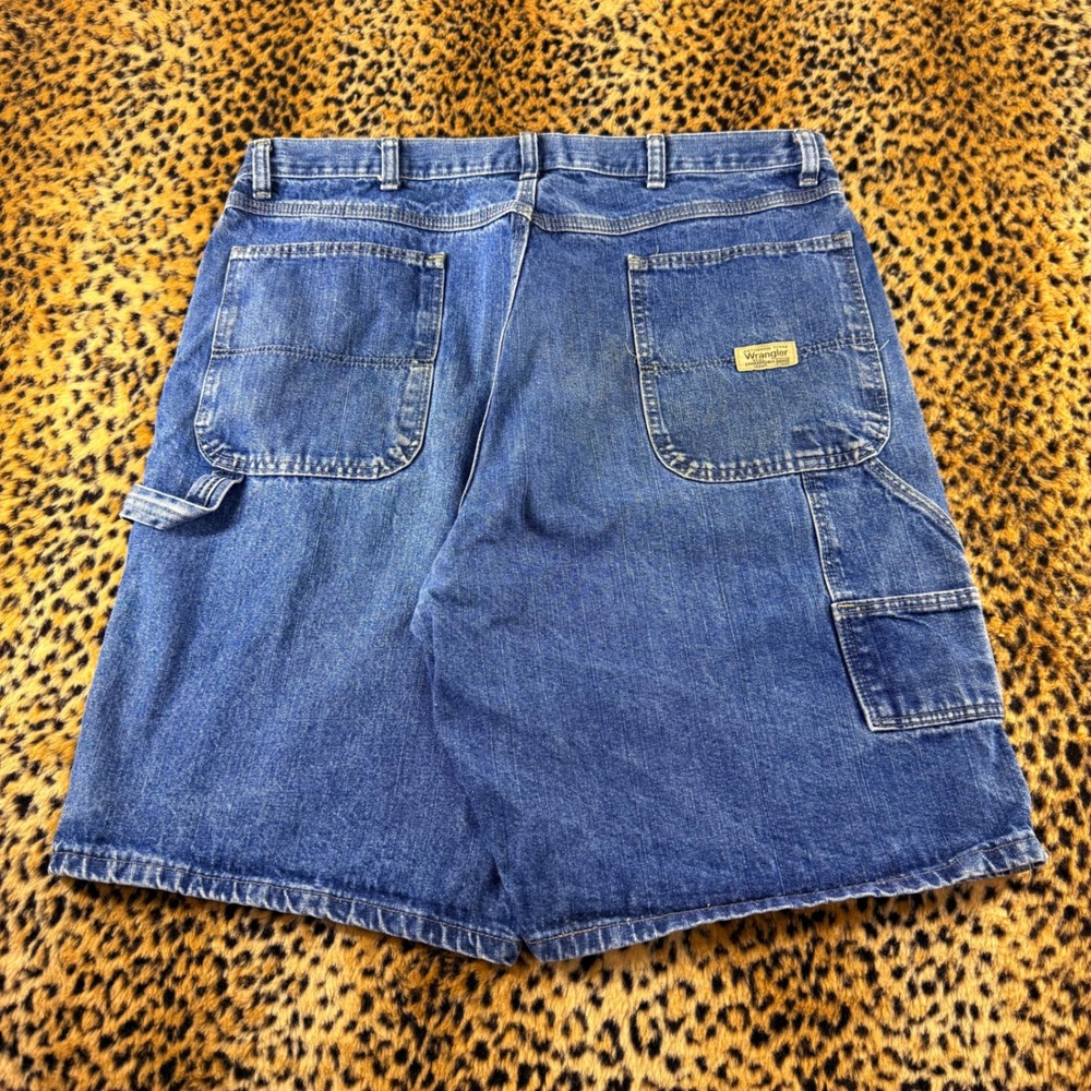 Wrangler Carpenter Denim Shorts Mens 38 Blue Baggy 2000s Workwear 6400WDV